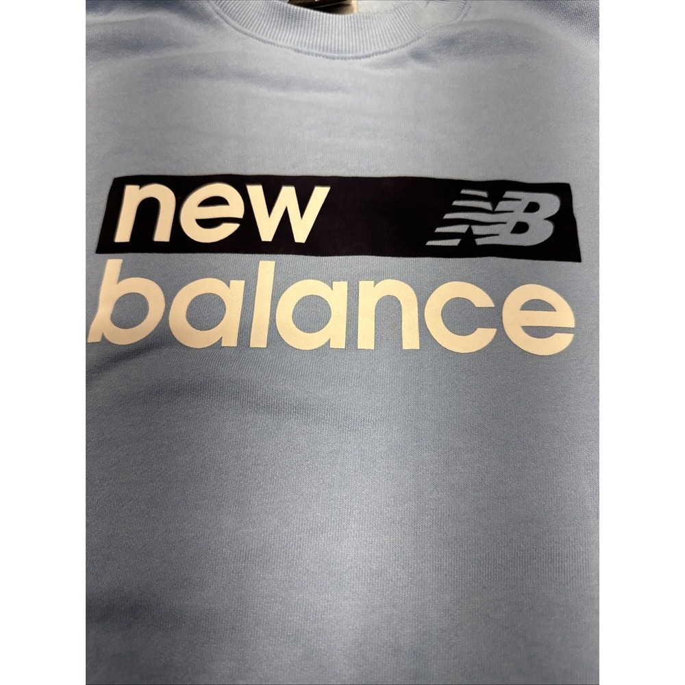 New Balance Crewneck Pullover Script Logo Sweatshirt Women's Large Blue - Picture 3 of 10